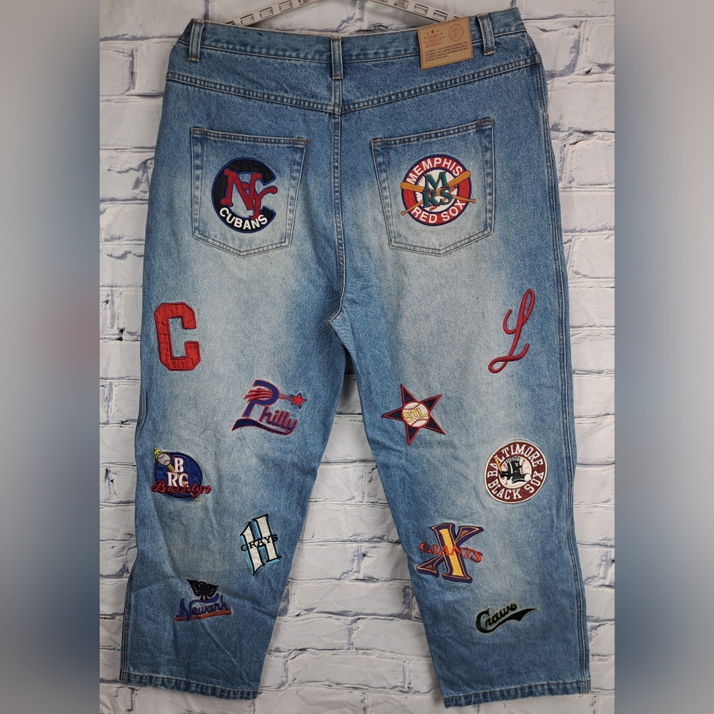 Headgear Negro League Baseball Men's Jeans Team Patches Straight 44 Actual 42x33 - Picture 2 of 15